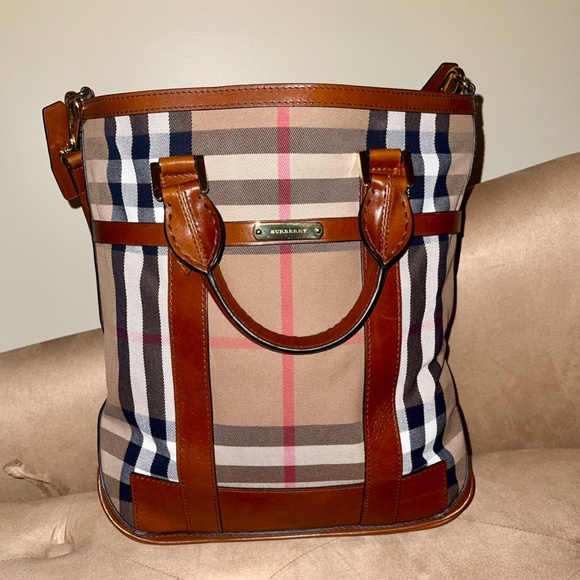 Burberry Check and Leather Shoulder Bag - Picture 1 of 8